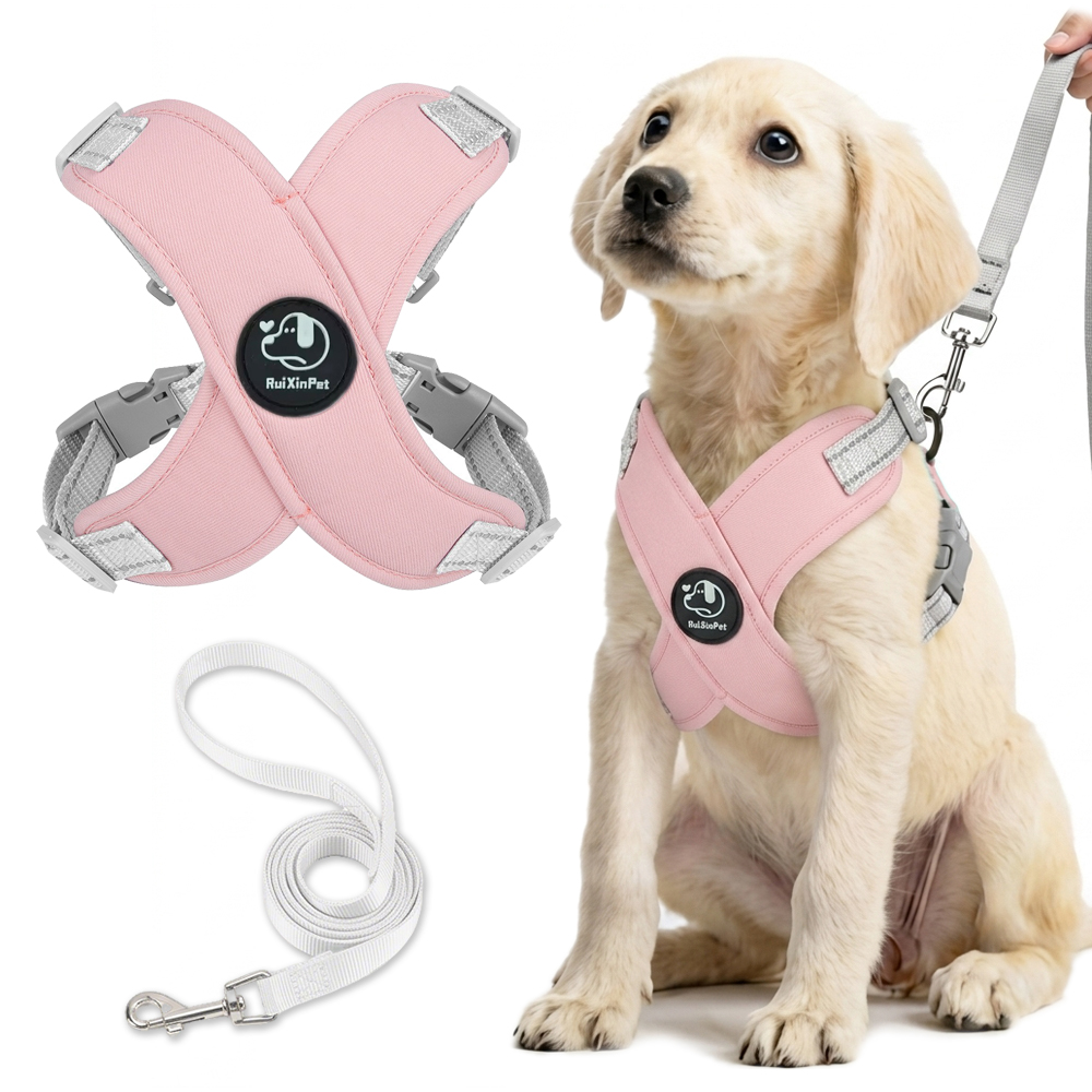 No Pull Dog Harness - Reflecterende hondenvest-tuig-riemset, zacht, verstelbaar, anti-trek, borstband
