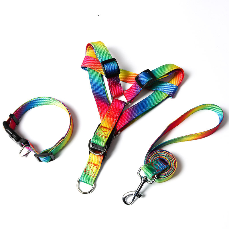 No Pull Dog Harness - Zhenjia Regenboog Kleurrijke Hondentuig Set Reflecterende